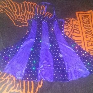 Blue velvet halter dress